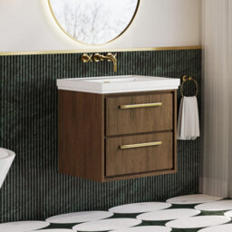 Hudson Reed Lille Wall Hung Two Drawer Contemporary Vanity Unit With Basin In Antique Oak, 630 X 471mm - thumbnail 4
