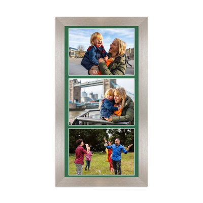 AK Frames 16X8 Aluminum Modern Multi Photo Frame With Emerald Mount - Holds 3 Apertures (3X) 7X5 Photos - image 1