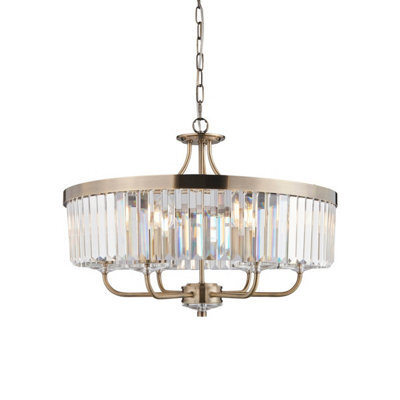 Luminosa Lighting Luminosa Ascoli Pendant Ceiling Light Antique Brass Plate, Clear Cut Glass - image 1