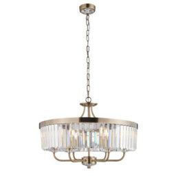 Luminosa Lighting Luminosa Ascoli Pendant Ceiling Light Antique Brass Plate, Clear Cut Glass - thumbnail 7