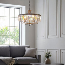 Luminosa Lighting Luminosa Ascoli Pendant Ceiling Light Antique Brass Plate, Clear Cut Glass - thumbnail 3