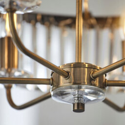 Luminosa Lighting Luminosa Ascoli Pendant Ceiling Light Antique Brass Plate, Clear Cut Glass - thumbnail 6