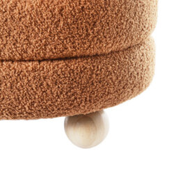 Wyld And Coco Golden Brown Bouclé Pouffe - Round Teddy Footstool With Pine Wood Legs, W42 X D42 X H41Cm - thumbnail 8