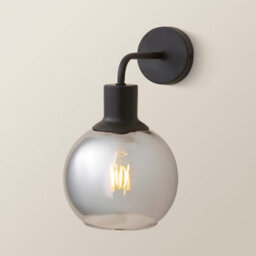 Valuelights Bellamy Matte Black Smoked Glass Wall Light With Led Bulb - thumbnail 3