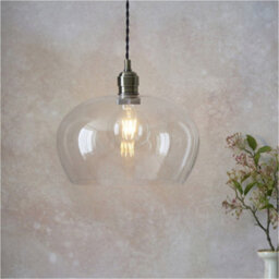 Loops 2 Pack Hanging Ceiling Pendant Light - Medum Antique Brass Plate & Clear Glass - 10W Led E27 - thumbnail 3