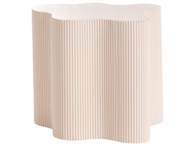 Wyld and Coco Lumina Living Side Table, Off-White, Mdf, Irregular Fluted Base, 40X50 Cm - Modern Accent - image 1