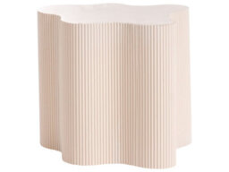 Wyld and Coco Lumina Living Side Table, Off-White, Mdf, Irregular Fluted Base, 40X50 Cm - Modern Accent - thumbnail 1