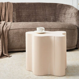 Wyld and Coco Lumina Living Side Table, Off-White, Mdf, Irregular Fluted Base, 40X50 Cm - Modern Accent - thumbnail 2