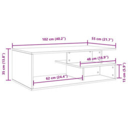 Berkfield Coffee Table Smoked Oak 102X55X35 Cm Engineered Wood - thumbnail 9