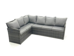Fimous Outdoor Furniture Garden Dining Set Rattan Corner Sofa Set With 3 Footstools Armchair Dark Grey Mixed - thumbnail 2