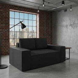 Malaga Small 2 Seater Sofa Bed Compact Fold Out With Hidden Storage Comfortable Seating Black - thumbnail 2