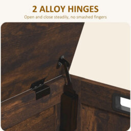 Homcom Storage Chest With 2 Safety Hinges, Storage Bench, Rustic Brown - thumbnail 5