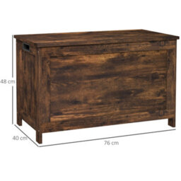 Homcom Storage Chest With 2 Safety Hinges, Storage Bench, Rustic Brown - thumbnail 3