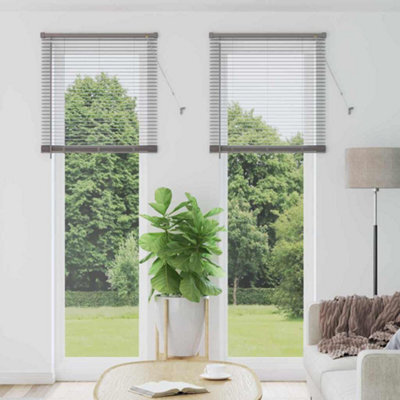 Berkfield Window Blind With Curtains Manual Silver Aluminium - image 1