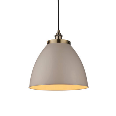 Anson Lighting Hampton 1Lt    Taupe And Antique Brass Plate Pendant Single