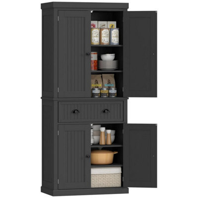 Freestanding Kitchen Storage Cabinet Drawer Cupboards Shelves, Black - image 1