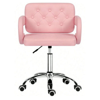 Pink Ergonomic Swivel Office Chair Height Adjustable Armless - image 1