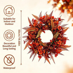 Amorly Fall Eucalyptus Fern Wreath For Front Door Autumn Fern Leaves Garland For Wall Window Festival Thanksgiving Harvest Fall Decor - thumbnail 5