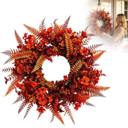 Amorly Fall Eucalyptus Fern Wreath For Front Door Autumn Fern Leaves Garland For Wall Window Festival Thanksgiving Harvest Fall Decor - thumbnail 1