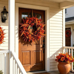 Amorly Fall Eucalyptus Fern Wreath For Front Door Autumn Fern Leaves Garland For Wall Window Festival Thanksgiving Harvest Fall Decor - thumbnail 2