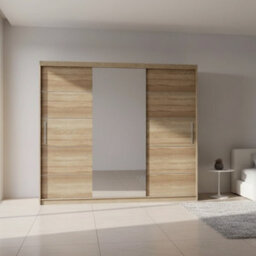 Astra 23 Modern Sliding Door Wardrobe Sonoma Bedroom Storage With Shelves And Hanging Rails Durable Laminated Finish - thumbnail 2