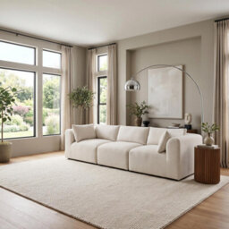 Furniturebox Uk Drift Cream Boucle Fabric 3 Seater Modular Sofa - thumbnail 2
