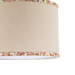 Happy Homewares Natural Oatmeal Linen Circular Lamp Shade With Colourful Floral Trims - thumbnail 4