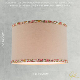 Happy Homewares Natural Oatmeal Linen Circular Lamp Shade With Colourful Floral Trims - thumbnail 6