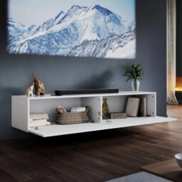 160Cm High Gloss Wall Floating Tv Stand Unit Cabinet Storage Door White - thumbnail 3