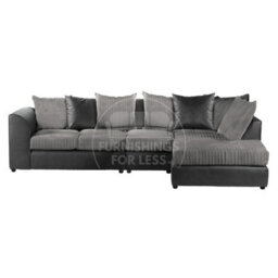 Furnishings For Less UK Luxor Black And Grey Jumbo Cord Large 5 Seater Corner Sofa Long Right Hand Facing - thumbnail 1