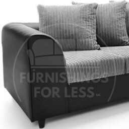 Furnishings For Less UK Luxor Black And Grey Jumbo Cord Large 5 Seater Corner Sofa Long Right Hand Facing - thumbnail 2
