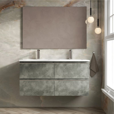 Banyetti Vatilla 1200mm Wall Hung Vanity Unit With Athena Basin - Cemento Grey - image 1