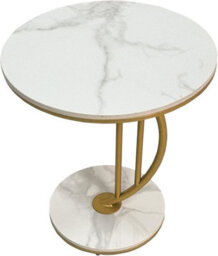 Hygrad Built to Survive C Shaped Half Moon Round Sintered Stone Slab/metal End Coffee Sofa Bed Side Centre Table With Metal Legs - thumbnail 7