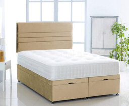Comfy Deluxe Mink  Plush Foot Lift Ottoman Bed With Memory Spring Mattress And  Horizontal Headboard 3Ft Single - thumbnail 1