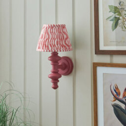 Luminosa Lighting Luminosa Carnaby Satin Pink Clay Paint Wall Light With Coral Pink Fabric Ripple Shade 20Cm B22 - thumbnail 3