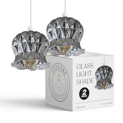 Modern Glass Lamp Shade Pendant Light Retro Chrome Ceiling Lampshade For Kitchen, Dining Room, Living Room - image 1