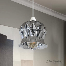 Modern Glass Lamp Shade Pendant Light Retro Chrome Ceiling Lampshade For Kitchen, Dining Room, Living Room - thumbnail 8