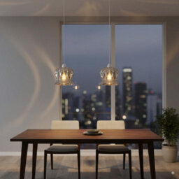 Modern Glass Lamp Shade Pendant Light Retro Chrome Ceiling Lampshade For Kitchen, Dining Room, Living Room - thumbnail 2