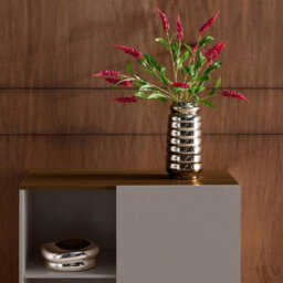 Sweeek - Sideboard Storage Unit Metal With Wood Decor 1 Door 80 Cm Grey And Walnut - Ashton - thumbnail 7