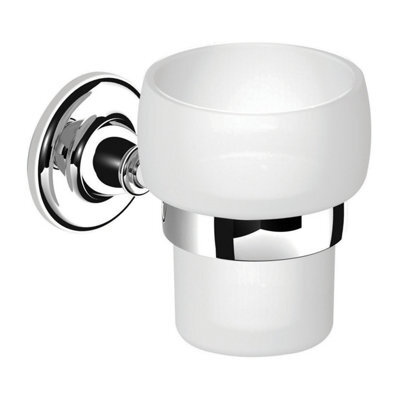 Plum&clay Kingham Wall Mounted Chrome Toothbrush Holder With Ceramic Tumbler - image 1