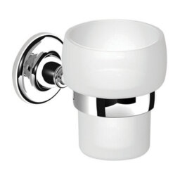 Plum&clay Kingham Wall Mounted Chrome Toothbrush Holder With Ceramic Tumbler