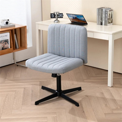 Grey Office Chair Fabric Padded Seat Armless Chair Swivel Mid-Back - image 1
