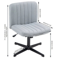 Grey Office Chair Fabric Padded Seat Armless Chair Swivel Mid-Back - thumbnail 2