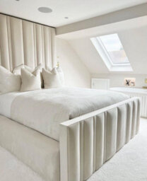 Stratus Interiors Felix Tall Lined Headboard Panel Bed Frame Optional Gas Lift Storage - Non Storage - King - thumbnail 5