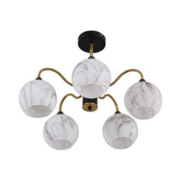 Living And Home Modern E27 5-Light Semi Flush Mount Ceiling Light With Black And Gold Frame And Marble-Effect Glass Shades, 20W - thumbnail 5