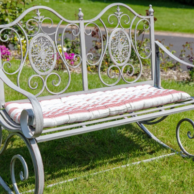 Dibor Vintage Red Striped Quilted Outdoor Garden Furniture Bench Cushion (L)100Cm X (W)40Cm - image 1
