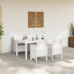 Berkfield Modern Garden Dining Set 5 Pcs White - thumbnail 3
