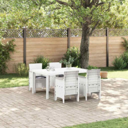 Berkfield Modern Garden Dining Set 5 Pcs White - thumbnail 2