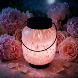 Pink Solar Led Glass Lantern Outdoor Hanging Garden Table Light Decorative Lamp - thumbnail 1
