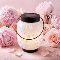Pink Solar Led Glass Lantern Outdoor Hanging Garden Table Light Decorative Lamp - thumbnail 2